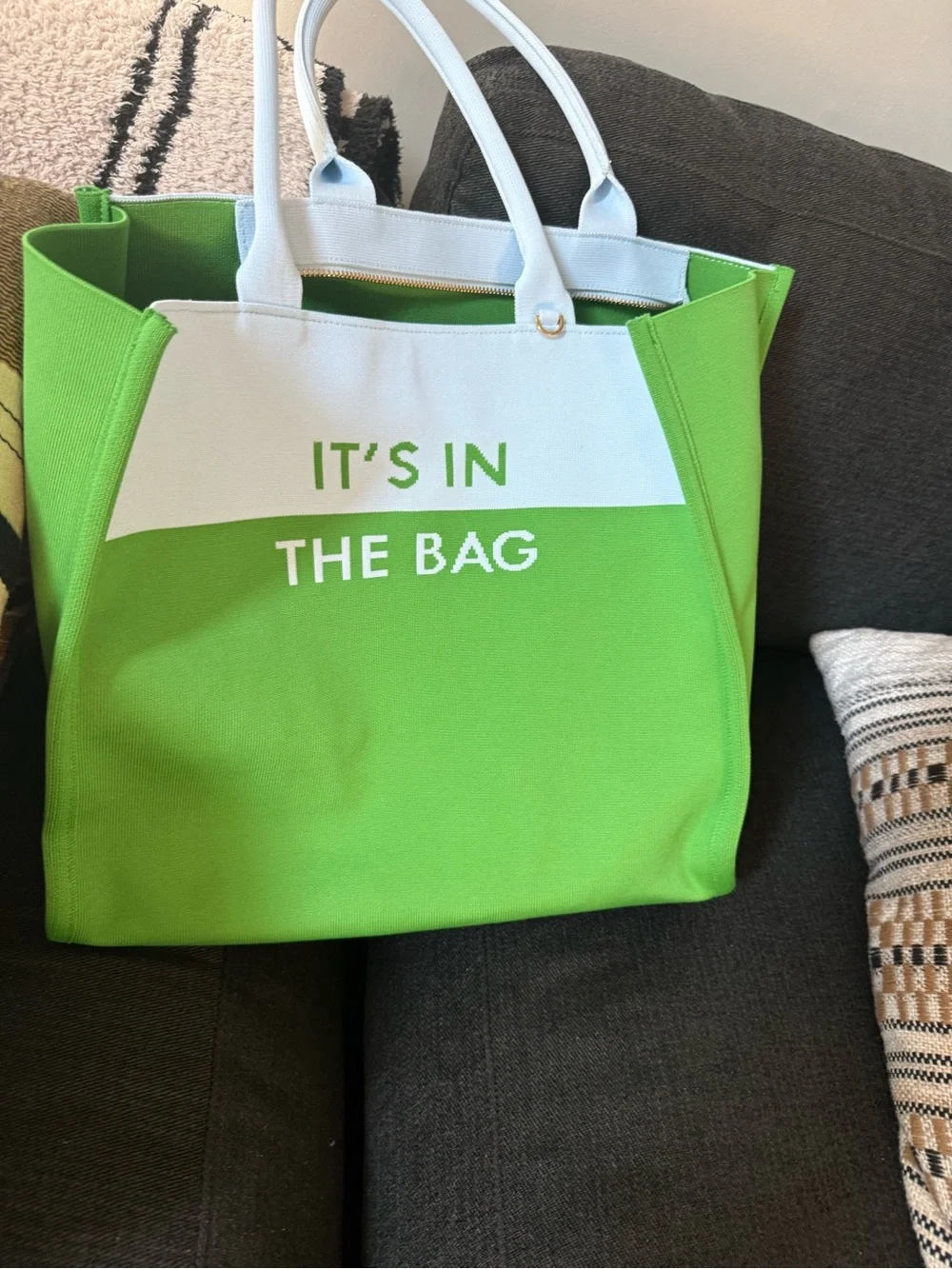 Green & White Kate Spade 'It's In The Bag' Tote Bag